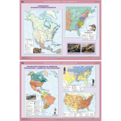 Mapa ścienna Nowa Era Narodziny Stanów Zjednoczonych/Powstanie państw w Ameryce Północnej i Ameryce Południowej