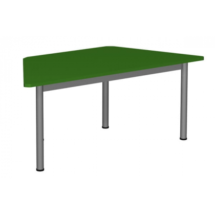 Stół Metalbit przedszkolny z blatem w kształcie trapezu o wymiarze 1400x700mm z regulacją wys. 4-6 , noga metalowa fi 60