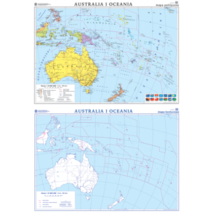 Mapa ścienna Nowa Era Australia i Oceania. Mapa polityczna/konturowa