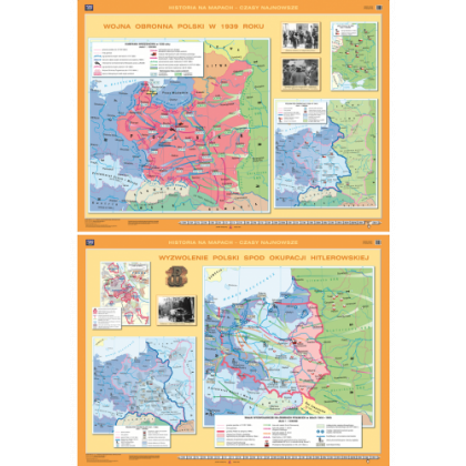 Mapa ścienna Nowa Era Wojna obronna Polski w 1939/ Wyzwolenie Polski spod okupacji hitlerowskiej