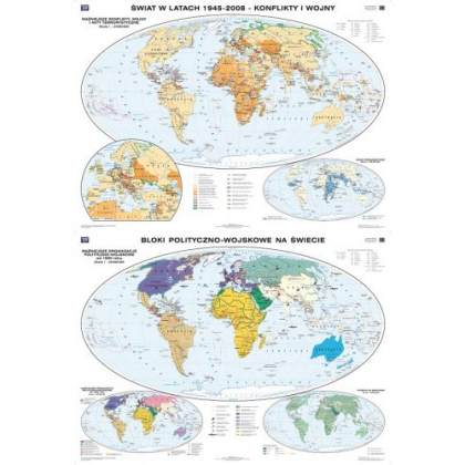 Mapa ścienna Nowa Era Świat w latach 1945–2008. Konflikty i wojny/Bloki polityczno-wojskowe na świecie