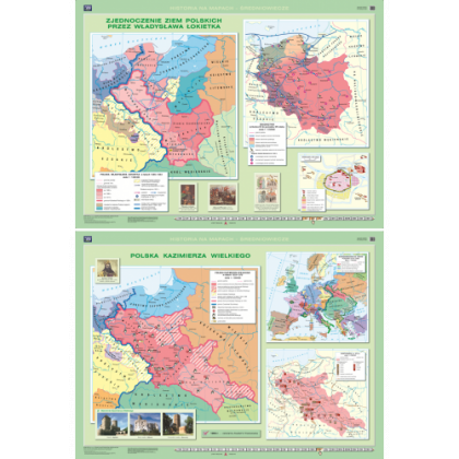 Mapa ścienna Nowa Era Zjednoczenie ziem przez Władysława Łokietka/ Polska Kazimierza Wielkiego