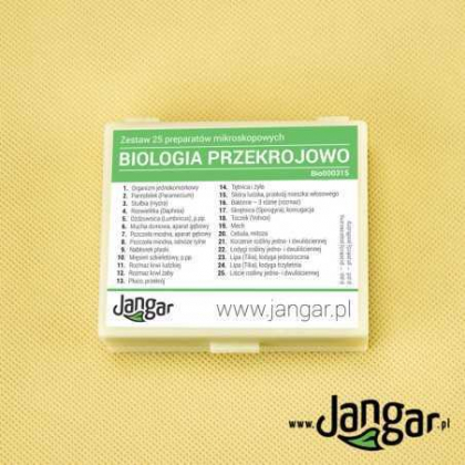 Zestaw edukacyjny Jangar Biologia przekrojowo – 25 preparatów mikroskopowych