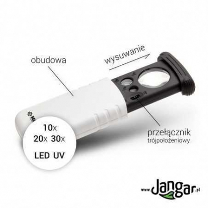 Pomoc dydaktyczna Jangar Lupa wysuwana 10x/25mm, 20x/30x, LED+UV