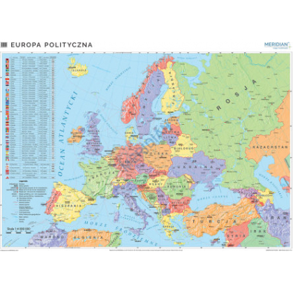 Plansza ścienna  Mapa polityczna Europy (stan na 2019) 160X120 1:4000000