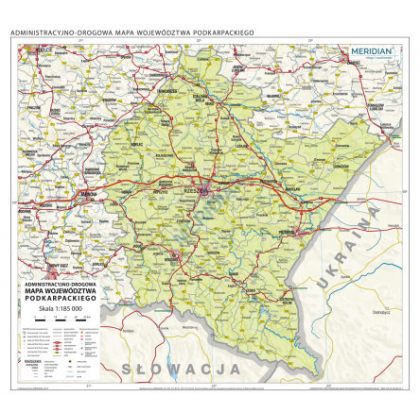 Plansza ścienna  Woj. podkarpackie mapa administracyjno-samochodowa 100X120 1:185000