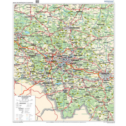 Plansza ścienna  Woj. śląskie mapa administracyjno - samochodowa 100X120 1:185000