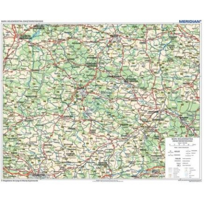 Plansza ścienna  Woj. świętokrzyskie mapa administracyjno-samochodowa 120X100 1:185000