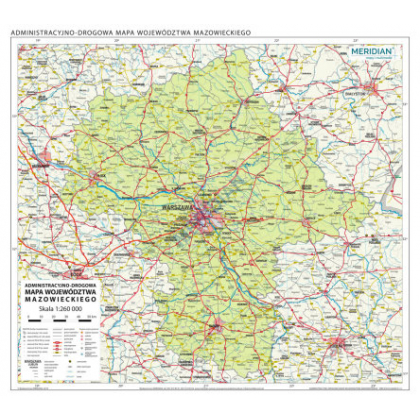 Plansza ścienna  Województwo mazowieckie - mapa administracyjna 160X120 1:240000