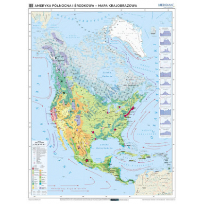 Plansza ścienna  Ameryka Północna i Środkowa - mapa krajobrazowa 150X200 1:5600000