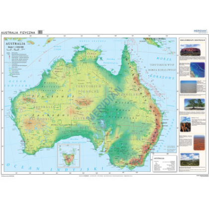 Plansza ścienna  Australia - mapa fizyczna 160X120 1:3500000