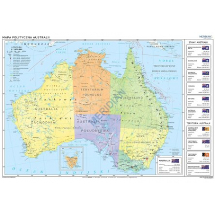 Plansza ścienna  Australia - mapa polityczna 160X120 1:3300000