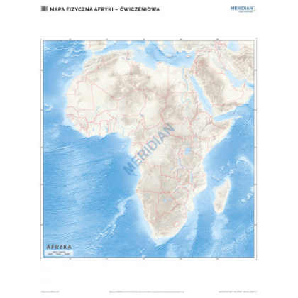 Plansza ścienna  Afryka - mapa ćwiczeniowa konturowo-hipsometryczna 120X160 1:8000000