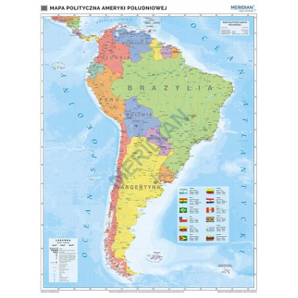 Plansza ścienna  Ameryka Południowa - mapa polityczna 120X160 1:5800000