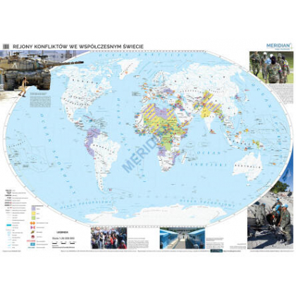 Plansza ścienna  Rejony konfliktów na świecie w latach 1990-2018 160X120 1:26000000