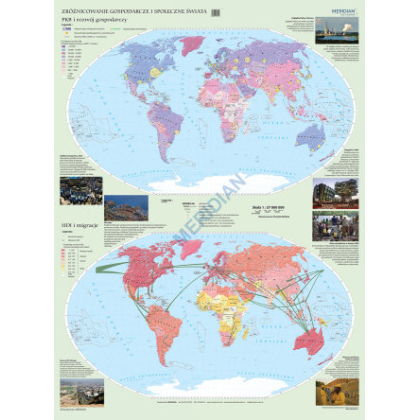 Plansza ścienna  Zróżnicowanie gospodarcze i społeczne świata 120X160 1:37000000