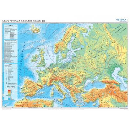 Plansza ścienna  Mapa fizyczna Europy (z elementami ekologii) 160X120 1:4000000