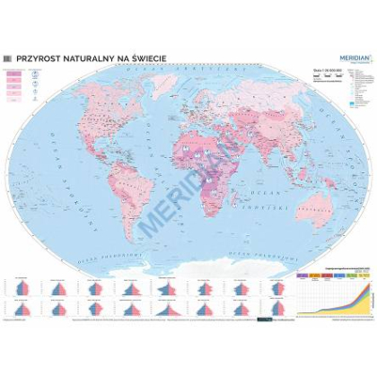 Plansza ścienna  Przyrost naturalny na świecie 160X120 1:26000000