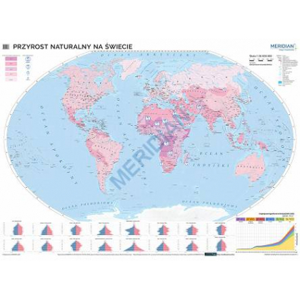 Plansza ścienna  Przyrost naturalny na świecie 200X150 1:22000000