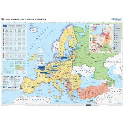 Plansza ścienna  Unia Europejska - strefa Schengen (stan na 2020) 200X150 1:3200000