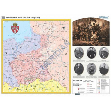 Plansza ścienna  Powstanie styczniowe 1863-1865 120X160 1:750000