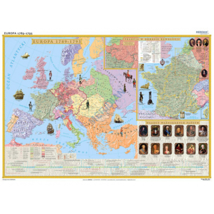 Plansza ścienna  Europa w latach 1789-95 - Francja w okresie rewolucji 200X150 1:3200000