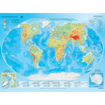 Plansza ścienna  The World Physical (2017) 160X120 1:26000000