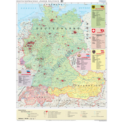 Plansza ścienna  Deutschsprachige Länder politisch 150X200 1:600000