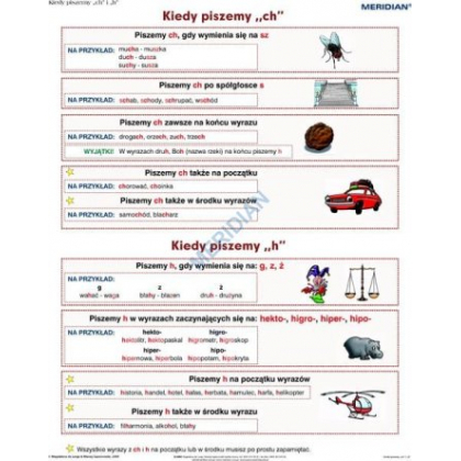 Plansza ścienna  Pisownia wyrazów z ch i h 90X120