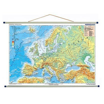 Mapa ścienna  Europa fizyczna z elementami ekologii 100X70 (mały format)
