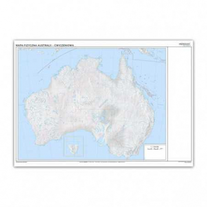 Mapa ścienna Jangar fizyczna Australii - ćwiczeniowa
